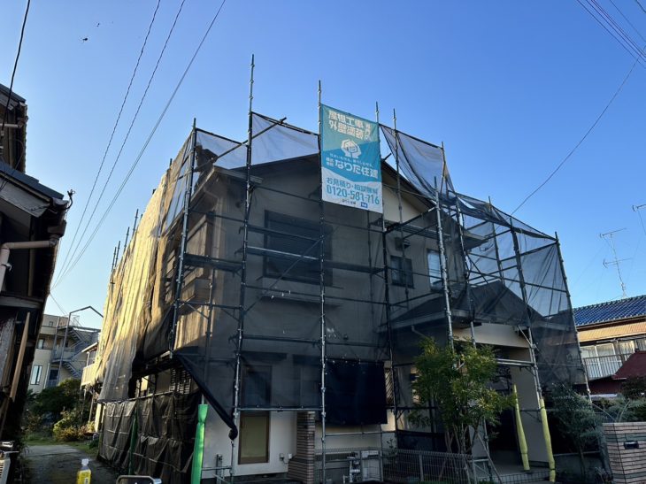 匝瑳市K様邸　足場工事完了！